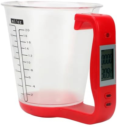 Wzxksoac Báscula de Cocina, Medidor de Temperatura, Herramienta Electrónica con Pantalla LCD, Vaso Digital Hostweigh