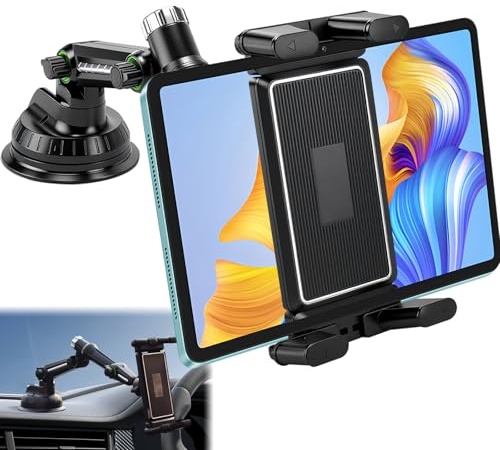 HIAHXC Support de tablette pour voiture, iPad, voiture - Ventouse avant - Universel - Rotation à 360° - Pour tablettes et smartphones de 4,7 à 9,7