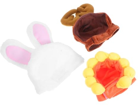 VILLFUL 3 Pezzi Cappelli per e Costume con Orecchie da Coniglio Corna di e Accessori Regolabili in Poliestere per Feste Compleanni e Pet