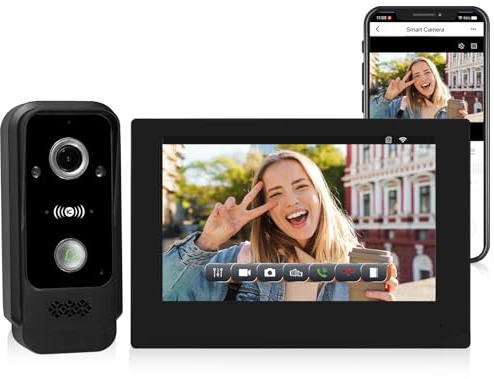 FTes RFKits Tuya WiFi Sistema de Videoportero Inteligente de 2 Cables 1080P,Cámara HD,Desbloqueo RFID, Impermeabilidad IP65, Detección de Movimiento,Visión Nocturna por Infrarrojos