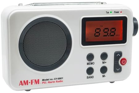Ujjdwiurgh Bärbar AM/FM-radio, digital duschradio, ministereoradio med hörlursport och LCD-skärm, hörlursuttagshögtalare