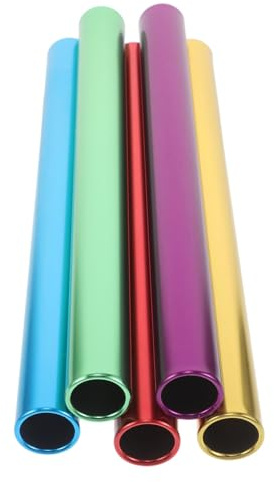 JECOMPRIS 5 Bastones de Relevo de Aleación de Aluminio Antideslizantes, Colores Llamativos, 2.7 Cm, Diseño Ergonómico para Competición Escolar y Carreras de Atletismo al Aire Libre