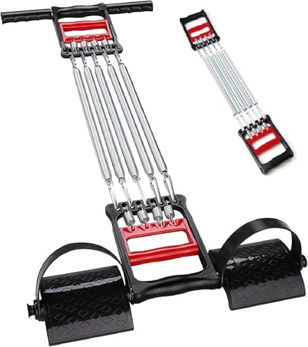 M.J COMFY-LIFE 3-in-1 Chest Expander Chest Trainer with 5 Springs, Multi-Function Chest Expander Arm Trainer and Elastic Foot Pedal for Muscle Training, Arm Workouts, and Crunches