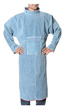 Chaqueta de soldadura delantal de cuero de cuero traje de ropa protectora de ropa(Blauw,XL)