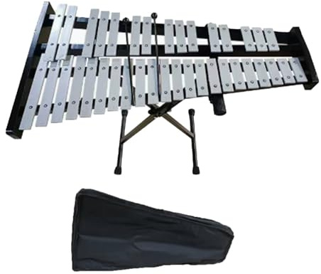 F Fityle Percussion Glockenspiel Xylophone Metallophone With Chromatic 37 Note Layout And Included Mallets For Learning Melodies suitable for beginner, With Stand