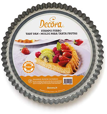 Decora, 0070030 Stampo Furbo per Crostata, in Acciaio Antiaderente, Tondo Ø 24 X 3 cm, Rende facile Farcire la Crostata, Design Professionale