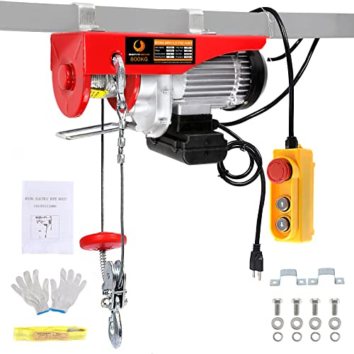 BEAMNOVA Electric Hoist 110-120v Overhead Engine Lift 110-120 Volt with Line 4.92 Ft Remote Control Switch Hook Strap Beam Mounting Bracket Gloves Pulley (1760lbs)