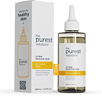 The Purest Solutions Fettkontrolierendes Gesichtswasser (2% BHA Salicylsäure) - Fett und Porenausgleichendes Gesichtswasser für vernarbte und zu Akne neigende Haut - Gezielter Mitesserformel (200 ml)