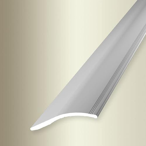 PROVISTON | Anpassungsprofil | Breite: 40 mm | Höhe: 0-18 mm | Länge: 1000 mm | Aluminium eloxiert | Rampe | Silber Fein Geschliffen | Selbstklebend