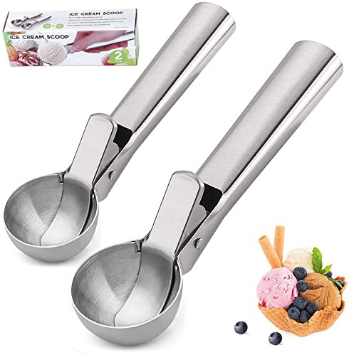 Cucchiaio Gelato, Porzionatore Per Gelato, Acciaio Inox per Gelato Scoop Ice Ball Maker, Porzionatore Per Gelato con Espulsore per Palla Gelato, Cottura, Palla Melone, Riso, Ice Cream Scoop