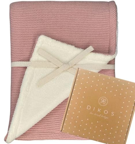 DIKOS® Premium Babydecke Winter (Altrosa) – kuschelweiche Winterdecke für Neugeborene Mädchen aus Bio-Baumwolle & warmem Fleece (Oeko-TEX 100) | stylische Kinderwagendecke & Geschenk zur Geburt