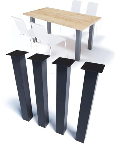 NWELD Tischfüsse Tischbeine Metall Schwarz | 4 Stück Tischfüße Tischgestell Metall 8 x 72 cm Tischkufen DIY - Tischbein Set - Tischfuß Loft, Industriestil für Couchtisch, Esstisch, Schreibtisch