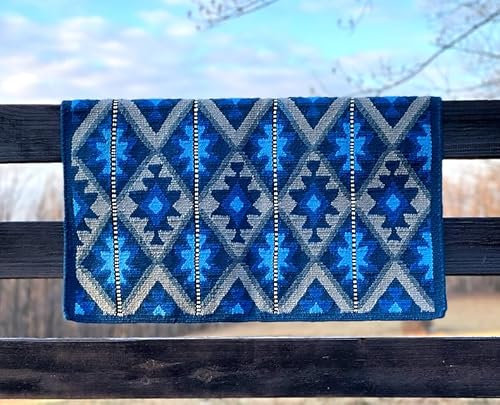 EQUIGEAR Western Show Horse Satteldecke aus neuseeländischer Wolle, Western-Design, handgefertigte Satteldecke, Wollpolster, Sensor Flex (Anpassung möglich), SD47 (34 x 38)