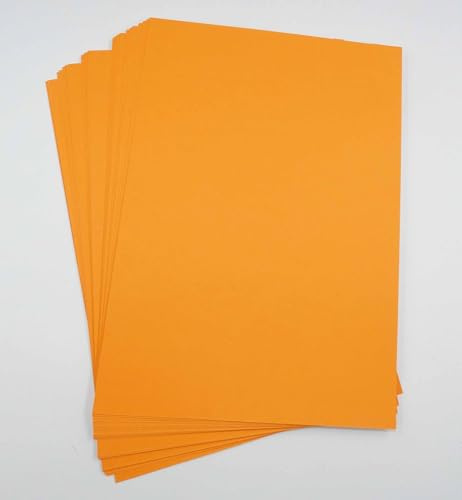 Sixstore A4 färgat papper, kort 50 ark blandade färger, äkta 200 GSM, hantverk och dekoration, konstpapper (297 x 210 mm) (orange)