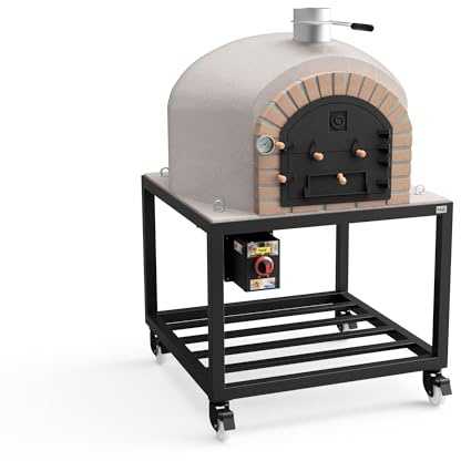 MOVELAR - Horno de Leña Exterior de Obra VESUVIUS (Blanco - 120 x 120 x 165 cm) - Horno de leña exterior en hormigón, aislado con corcho, 3 mantas cerámicas, cocción tradicional - REF: M00424