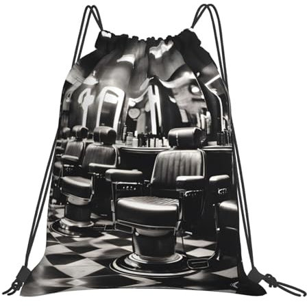 JEJEA Barber Shop Rucksack mit Kordelzug, einfarbig, wasserdicht, für Schwimmen, Fitnessstudio, Reisetasche für Männer und Frauen, weiß, One size