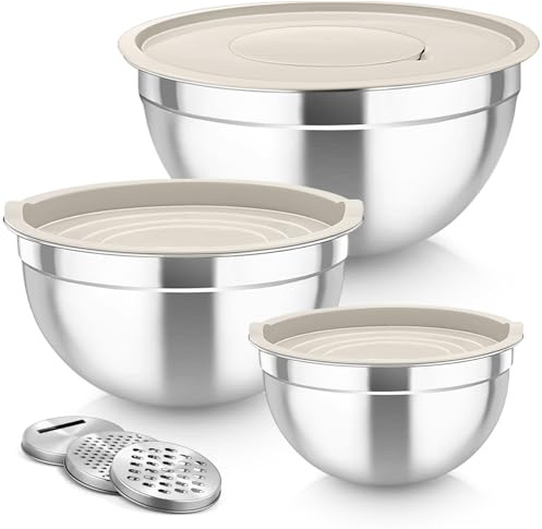 TeamFar Mixing Bowls, Stainless Steel Nesting Salad Bowls Set