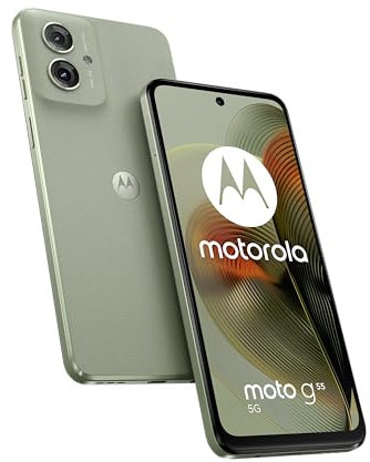 Motorola Moto g55 5G Smartphone (kratzfestes 6,49-FHD+-Display, 50-MP-Kamera, 8/256 GB, wasserabweisendes Design, 5000 mAh, Android 14) Smoky Green inkl. Schutzcover