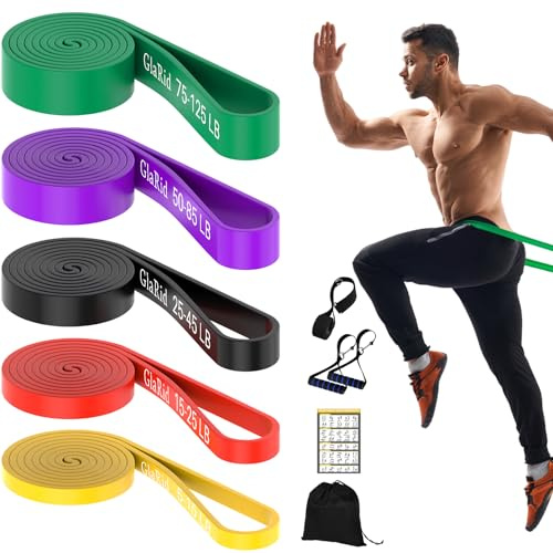 GlaRid Fitnessbänder Widerstandsbänder, Resistance Bands Widerstandsband Set mit Türanker Griffen, 5 Fitnessband für Stretching, Yoga, Training