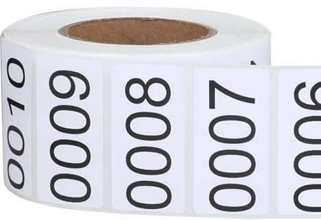 Étiquettes numérotées consécutivement pour la gestion des stocks, autocollants en vinyle d'inventaire 0001 à