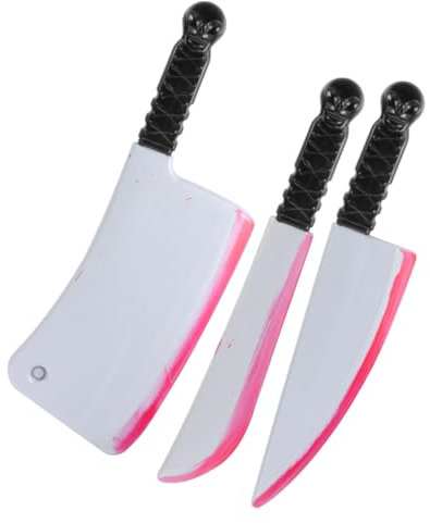 HAWILLOSCH 3pièces Faux Couteaux Sanglants pour Halloween Accessoires De Mascarade Costume Horrifique