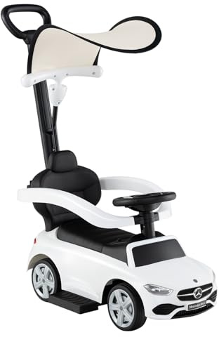 RELAX4LIFE Macchinina a Spinta 3-in-1 per Bambini, Auto a Pedali con Tettuccio Regolabile, Spazio di Stoccaggio Sotto Sedile, Giocattolo da Passeggio con Suoni Realistici, 18-36 Mesi (BIANCO)