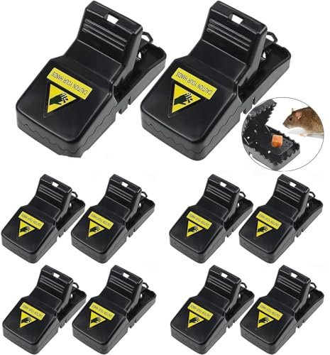 Defresit Rat Traps - 8 x Heavy Duty Humane Rat Snap Trap That Kill Instantly for Indoors, Outdoor, and Gardens -14 CM Large Reusable Mouse Catcher Rodent Solution (Black)