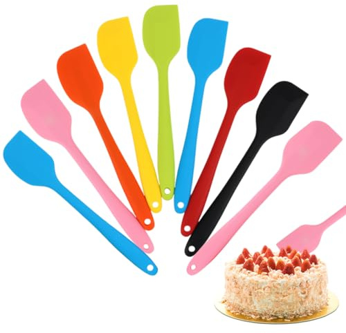 9 Pezzi Espatulas Silicona Cocina, 28cm Antiadherente Resistente Al Calor Lengua Silicona Cocina, Antiaderenti Spatola in Silicone Multicolore, para Cocinar,Hornear y Mezclar Utensili da Cucina