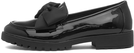 Cushion Walk Hanoi Womens Black Patent Bow Loafer