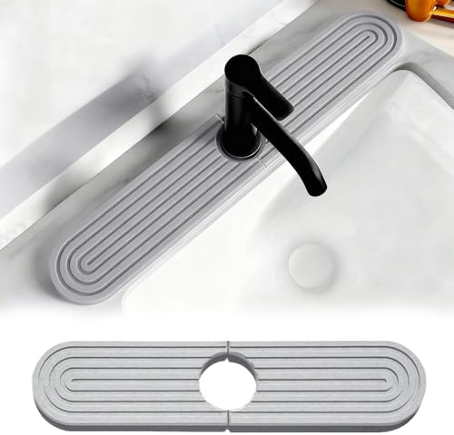 ZHITENG Tapis Egouttoir, Anti éclaboussures en Diatomite, Tapis Evier Cuisine de 45 x 10 cm, Tampon de Sechage Evier, Protecteur D'évier Absorbant pour Cuisine et De Salle de Bain (Gris Moyen)