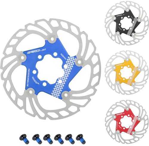 CYSKY cykel bromsskiva med 6 skruvar 140mm/160mm/180mm/203mm CNC-fräsade rostfria svävande kullagerade bromsskivor för ebike, racercykel, MTB, BMX, Fatbike, Gravelcykel (Blå, 140mm)