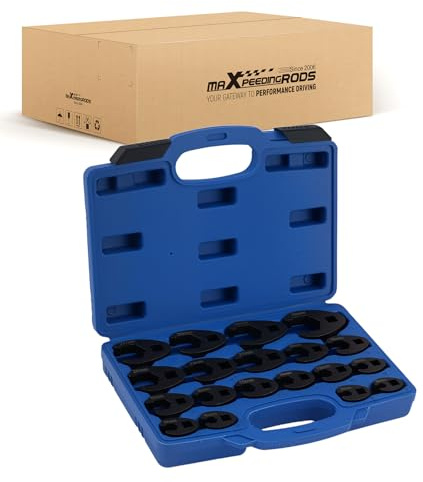 maXpeedingrods Lot de 19 clés à douille - Couple - Clé à douille - Jeu de clés à fourche - Pied d'oie - Clé à douille - Entraînement carré extérieur 1/2, 3/8, 8 mm à 32 mm