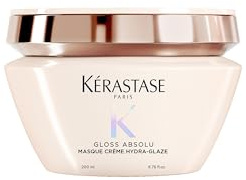 Kérastase Gloss Absolu Masque Crème Hydra-Glaze, Mascarilla para Cabello Muy Encrespado, Hidrata y Nutre, Con Ácido Glicólico, Ácido Hialurónico y Aceite de Rosa Silvestre, 200 ml