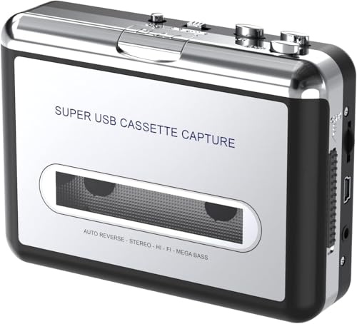 Reproductor de casete – Grabador portátil con auriculares – Convierte cintas de audio en MP3 digital, compatible con ordenador portátil/PC/Mac, para entretenimiento, viajes, deportes ligeros (plata)