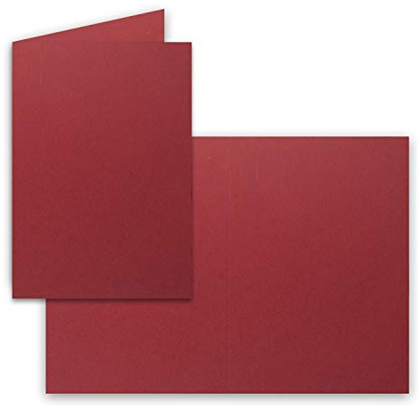 50x Falt-Karten DIN A6 in Dunkelrot - Blanko - Doppel-Karten - 220 g/m²