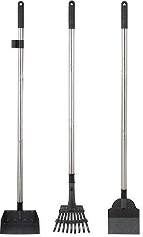 Yangbaga Hundekotschaufel aus Metall, 2 Rechen mit Verstellbarer Länge, 84 cm Langer Griff für große mittlere kleine Hunde