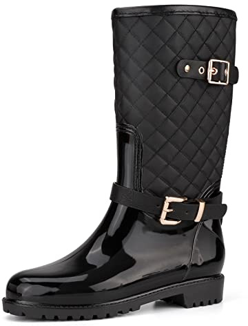 AONEGOLD Botas de Lluvia para Mujer Botas de Agua Altas Goma Botines Impermeable Antideslizante Wellington Boots Exterior Jardín Bota