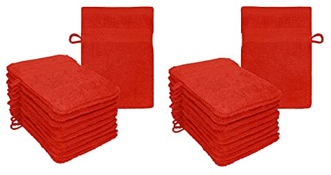 Betz 20-delad tvättvante set premium 100 % bomull 16 x 21 cm färg röd