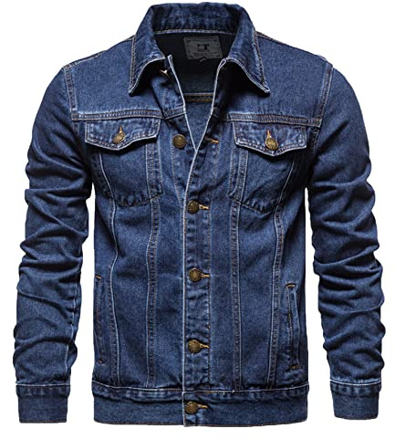 KeYIlowys Giacca di Jeans da Uomo Primavera E Autunno Casual in Cotone Abbigliamento