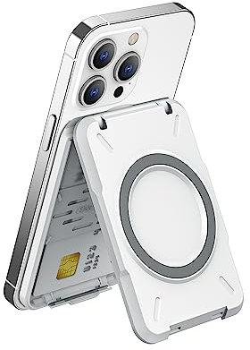 PROfezzion Cartera Magnética Doble para Teléfono, Portatarjetas con Bloqueo RFID para 4 Tarjetas, Compatible con MagSafe para iPhone 16/15/14/13/12 Pro MAX Plus y Fundas MagSafe (0,5 Grosor)