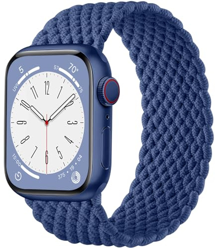 Zedoli Flätad soloslinga kompatibel med Apple Watch Band 38 mm 40 mm 41 mm 42 mm 44 mm 45 mm 49 mm kvinnor män, stretchig nylon solace sport elastisk rem för iWatch serie 9 8 7 6 5 4 3 2 1 SE