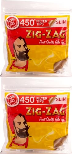 Zig Zag Slim Filter Tips - 450 Quality Filters in a Re-Sealable Bag (2 Packs - 900 Filter Tips) - Expert Craftsmanship, Safety Sealed for Freshness - Enjoy a Smooth Smoking Experience! Swiss+