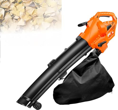 Aspirafoglie elettrico da 3000 W, soffiatore per foglie da giardino esterno con sacchetto per la polvere da 35 litri, facile da usare per pulire foglie e altri rifiuti da cortili e giardini,Orange