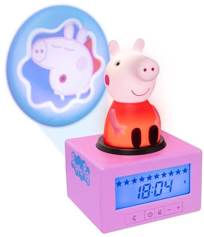 Paladone Peppa Pig Sleep Training Alarm Clock - Officially Licensed, Kids Projection Bedroom Night Light