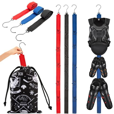 3 PACK Hockey Drying Rack With Storage Bag,Hockey Equipment Gear Drying Rack, Sports Gear Organizer Hanging Straps,Ice Goalie Hockey Gifts For Boys Football Baseball Catcher.Outdoor Camping Must Haves