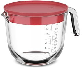 Mepal - Verre doseur en verre + couvercle Chef it - Graduation facile à lire - Passe au four et micro-ondes (sans couvercle) - Verre de haute qualité - Passe au lave-vaisselle - 1000 ml - Coral