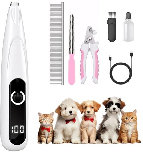 Hundepfotentrimmer, geräuscharmer Katzenschermaschine für Fellpflege, Haustier-Trimmer für Hunde Katzen Pfote, wasserdichter Hunderasierer kleiner Haustierrasierer für Hunde Schermaschine Katzenhaare