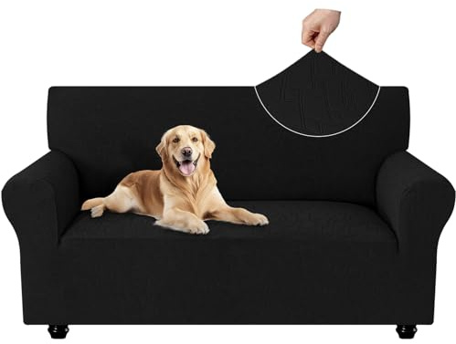 Ystyle Universale Copridivano 2 Posti con Braccioli, Nero | Copridivani Elastici, Copridivano Antigraffio Gatto Lavabile, Stretch Sofa Cover Antimacchia, Copertura Divano Antiscivolo