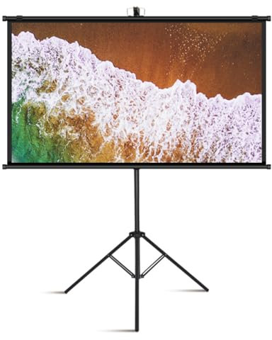 Écran pour Projecteur Intérieur Et Extérieur Sur Pieds, Écran Sur Trépied HD, Ecran De Projection Portable Format 16:9/4:3, pour Soirée Film, Sport Maison Bureau Voyage, Écran Vidéoprojecteur(16:9,60