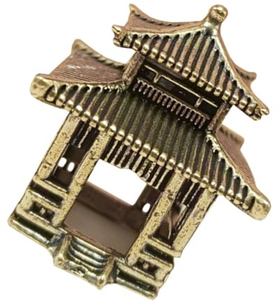 Ciieeo Miniatura Padiglione in Ottone Retro Soprammobile Artistico per Giardino Zen Decorazione da e Scultura Architettonica per Interni e Ufficio